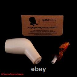 Short Zulu AGovem Block Meerschaum Smoking Pipe, Carved Tobacco Pipe, AGM817