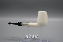 Silver Spigot Billiard PIPE-BLOCK MEERSCHAUM-NEW-HAND CARVED W Case#1664