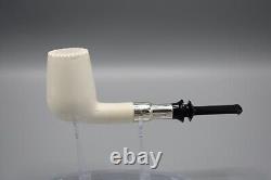Silver Spigot Billiard PIPE-BLOCK MEERSCHAUM-NEW-HAND CARVED W Case#1664
