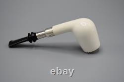 Silver Spigot Billiard PIPE-BLOCK MEERSCHAUM-NEW-HAND CARVED W Case#1664
