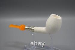 Silver Spigot Devil Anse PIPE-BLOCK MEERSCHAUM-NEW-HAND CARVED W Case#1552