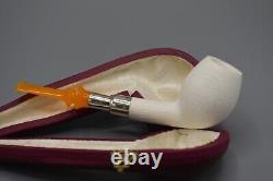 Silver Spigot Devil Anse PIPE-BLOCK MEERSCHAUM-NEW-HAND CARVED W Case#1552