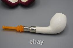 Silver Spigot Devil Anse PIPE-BLOCK MEERSCHAUM-NEW-HAND CARVED W Case#1552