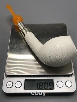 Silver Spigot Devil Anse PIPE-BLOCK MEERSCHAUM-NEW-HAND CARVED W Case#1552