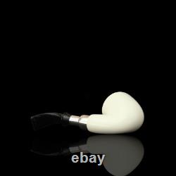 Silver Spigot Smooth Bent Pipe New block Meerschaum Handmade W Case#155