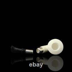 Silver Spigot Smooth Bent Pipe New block Meerschaum Handmade W Case#155