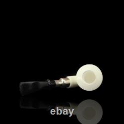 Silver Spigot Smooth Bent Pipe New block Meerschaum Handmade W Case#155