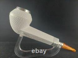Silver bulldog meerschaum pipe with fitted case, block meerschaum, smoking pipe