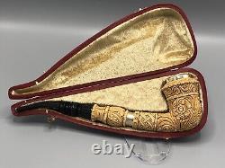 Silvery Ornate Rhodesian Pipe By EGE -new-block Meerschaum Handmade W Case#255