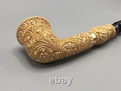 Silvery Ornate Rhodesian Pipe By EGE -new-block Meerschaum Handmade W Case#255