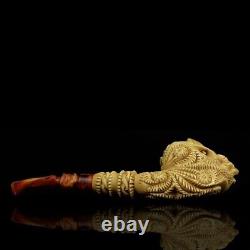 Skeleton Hand Holds Reverse Sugar Skull Pipe New Handmade Block Meerschaum #1715