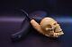 Skeleton Hand Holds Skull Pipe Block Meerschaum-handmade New W Case#1033