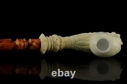 Skeleton Hand Holds Skull Pipe By Ali New Block Meerschaum Handmade W Case1108