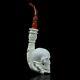Skeleton Hand Holds Skull Pipe By Ali New Block Meerschaum Handmade W Case1368