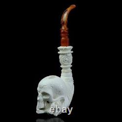 Skeleton Hand Holds Skull Pipe By Ali New Block Meerschaum Handmade W Case1368