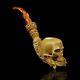 Skeleton Hand Holds Skull Pipe By Ali New Block Meerschaum Handmade W Case1467