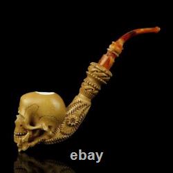 Skeleton Hand Holds Skull Pipe By Ali New Block Meerschaum Handmade W Case1467