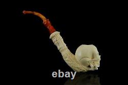 Skeleton Hand Holds Skull Pipe By Ali New Block Meerschaum Handmade W Case1529