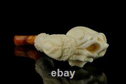 Skeleton Hand Holds Skull Pipe By Ali New Block Meerschaum Handmade W Case1529