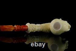 Skeleton Hand Holds Skull Pipe By Ali New Block Meerschaum Handmade W Case1529