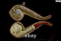 Skeleton Hand Holds Skull Pipe By Ali New Block Meerschaum Handmade W Case1529