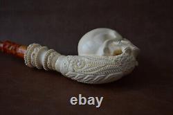 Skeleton Hand Holds Skull Pipe By Ali New Block Meerschaum Handmade W Case1686