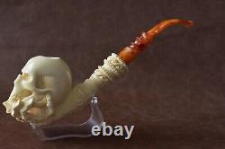 Skeleton Hand Holds Skull Pipe By Ali New Block Meerschaum Handmade W Case886