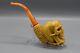 Skeleton Hand Holds Skull Pipe New Block Meerschaum Handmade W Case1846