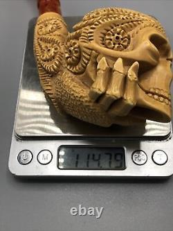 Skeleton Hand Sugar Skull Pipe New Block Meerschaum Handmade W Case1518