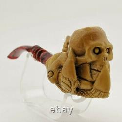 Skull Block Meerschaum Pipe by Crazy Cafer, Unique Meerschaum Pipes, With Case
