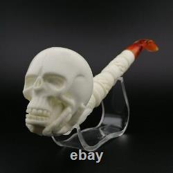 Skull Block Meerschaum Pipe, with Case, Unique Meerschaum Pipes, Pfeife