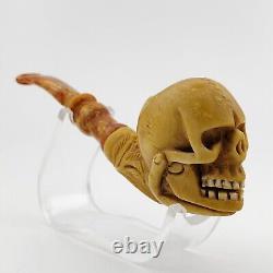 Skull Block Meerschaum Pipe, with Case, Unique Meerschaum Pipes, Pfeife