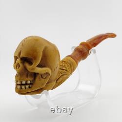 Skull Block Meerschaum Pipe, with Case, Unique Meerschaum Pipes, Pfeife
