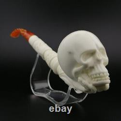 Skull Block Meerschaum Pipe, with Case, Unique Meerschaum Pipes, Pfeife