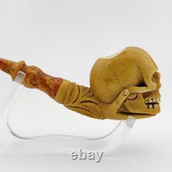 Skull Block Meerschaum Pipe, with Case, Unique Meerschaum Pipes, Pfeife