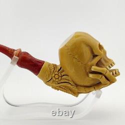 Skull Block Meerschaum Pipe, with Case, Unique Meerschaum Pipes, Pfeife