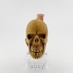 Skull Block Meerschaum Pipe, with Case, Unique Meerschaum Pipes, Pfeife