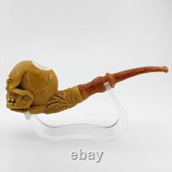 Skull Block Meerschaum Pipe, with Case, Unique Meerschaum Pipes, Pfeife