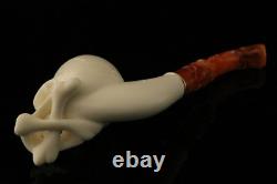 Skull Hand Carved Block Meerschaum Pipe by Kenan in a fit CASE 8778