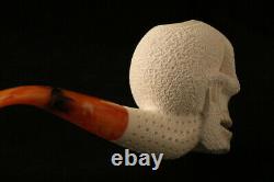 Skull Hand Carved Block Meerschaum Pipe in a fitted CASE 7731