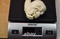Skull In Bone Hand Pipe New Block Meerschaum Handmade W Case-Stand#1061
