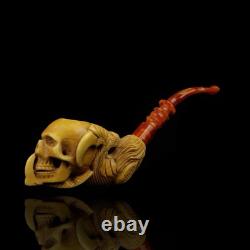 Skull In Claw Pipe Block Meerschaum-NEW Handmade W Fitted CASE#1015