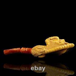 Skull In Claw Pipe Block Meerschaum-NEW Handmade W Fitted CASE#1015