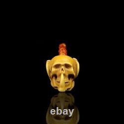 Skull In Claw Pipe Block Meerschaum-NEW Handmade W Fitted CASE#1015