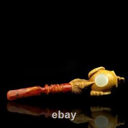 Skull In Claw Pipe Block Meerschaum-NEW Handmade W Fitted CASE#1015