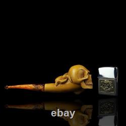 Skull & Octopus Pipe By Adnan New-block Meerschaum Handmade With Case#1401