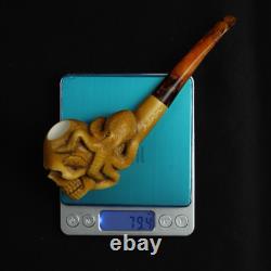 Skull & Octopus Pipe By Adnan New-block Meerschaum Handmade With Case#1401