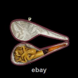 Skull & Octopus Pipe By Adnan New-block Meerschaum Handmade With Case#1401