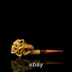 Skull & Octopus Pipe By Adnan New-block Meerschaum Handmade With Case#1401