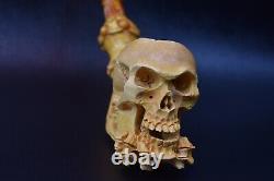 Skull Pipe BY SADIK YANIK Block Meerschaum Handmade From Turkey -NEW W CASE#1321